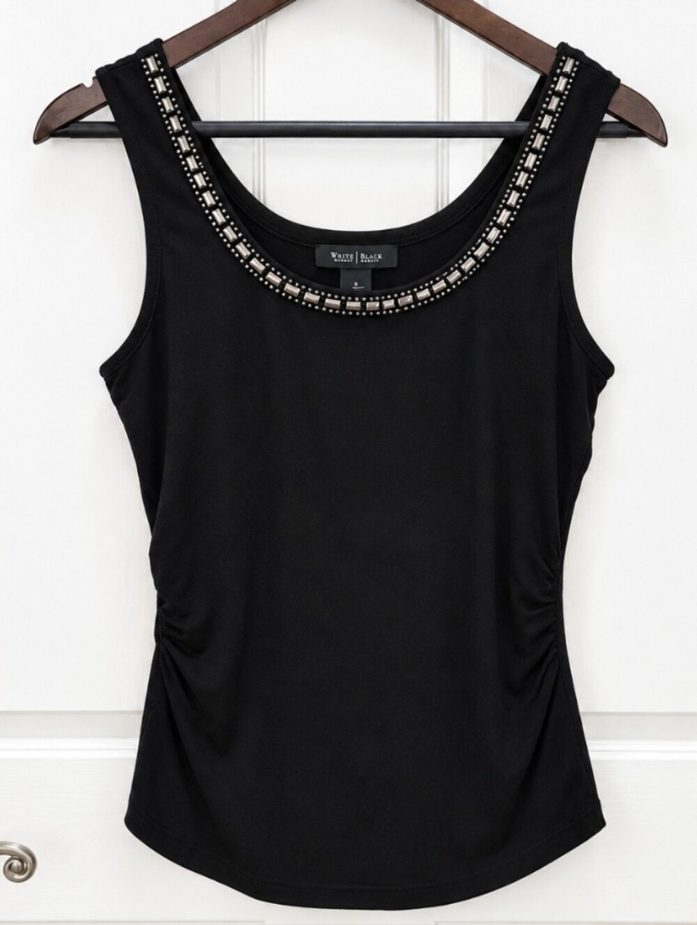 White House Black Market Beaded Side Gathered Tank Top Sz Sm
